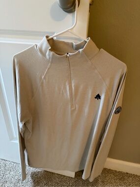 G/FORE Beige Quarter-Zip Pullover with Embroidered Tree